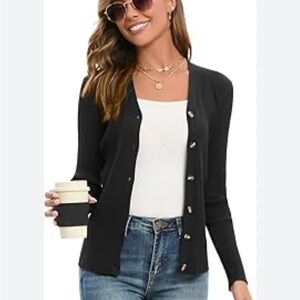 Philosophy Black Cardigan Sweater V-Neck Lightweight